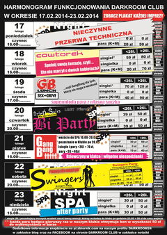 rozkład jazdy DARKROOM CLUB 18.02.2014 - 23.02.2014