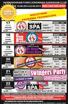 rozkład jazdy DARKROOM CLUB 16.06.2014 r. - 22.06.2014 r.