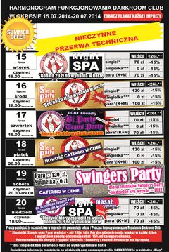 rozkład jazdy DARKROOM CLUB 15.07.2014 r. - 20.07.2014 r.