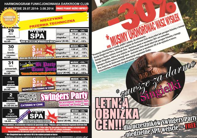 HARMONOGRAM 29 lipca - 3 sierpnia 2014 Promocja - DARKROOM24