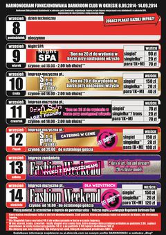 Rozkład jazdy Darkroom Club 8 - 14 września 2014 r.