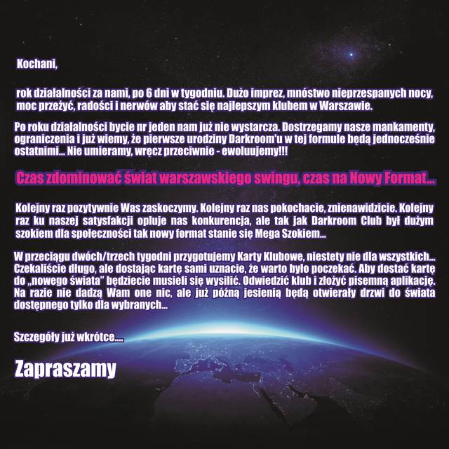 UWAGA!!! Bardzo Ważne - Nowy Format Swingu - DARKROOM24