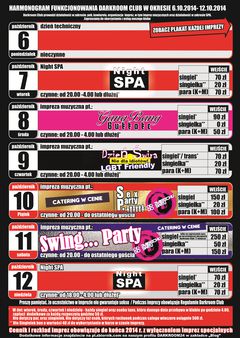 Rozkład jazdy Darkroom Club w dniach 06.-12.10. 2014 r.