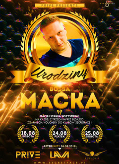 18.08.2018 SOBOTA - URODZINY BOSSA MAĆKA (sexparty)