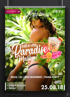 25.08.2018 SOBOTA - TAKE ME TO PARADISE  - MEGA sex party